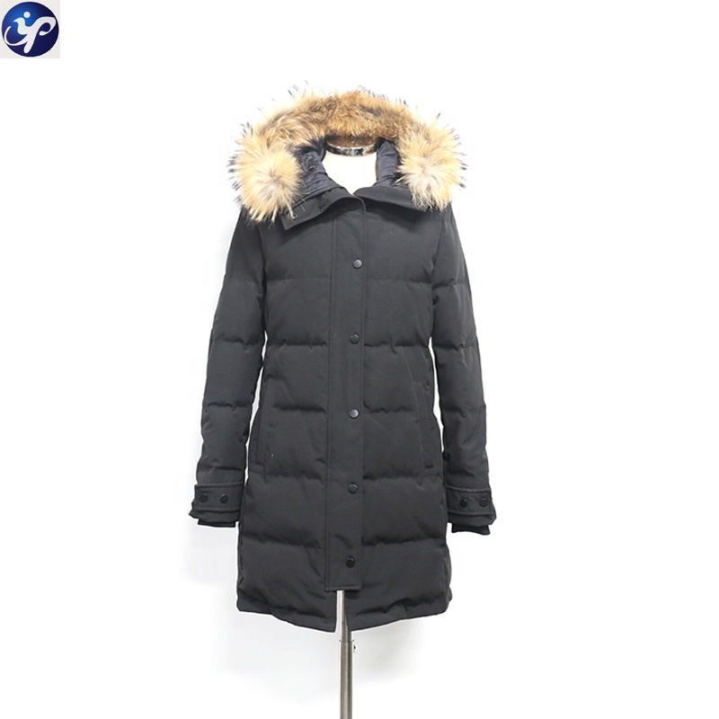 Women Goose Down Touch Jacket with Faux Fur for Winter Middle Cotton Coat Ladies Winter 