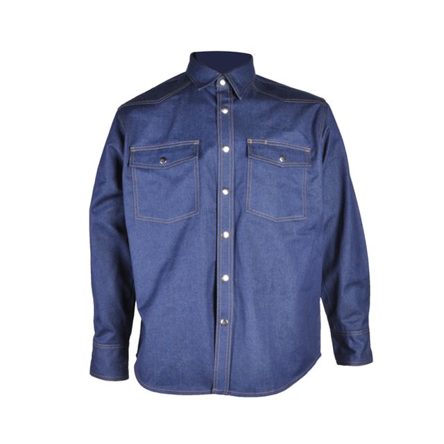 Men Denim Jeans Fire Resistant Work Shirt With Long Sleeve 