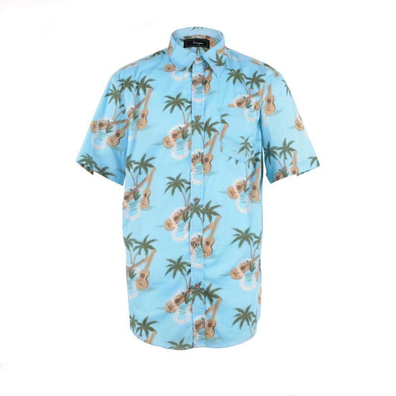 Factory direct sale 100% cotton custom printed hawaiian men casual shirts