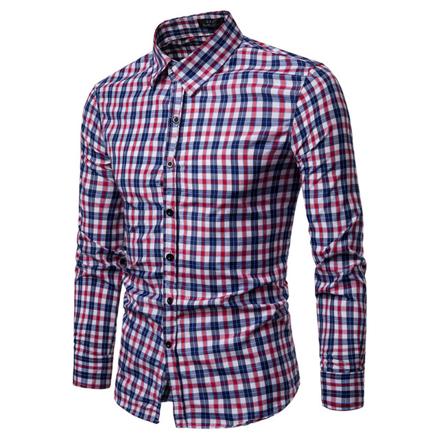 autumn spring long sleeve retro style casual men cotton polyester custom shirt