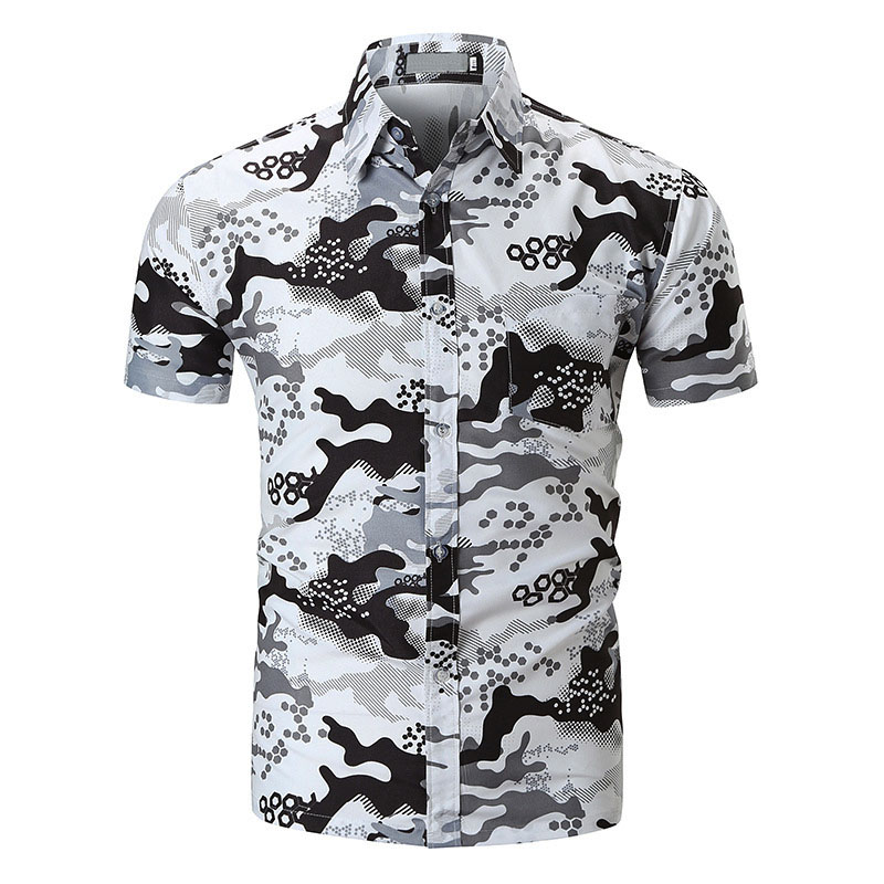 Hight Quality Short Sleeve printed Men's Camouflage Casual Shirt